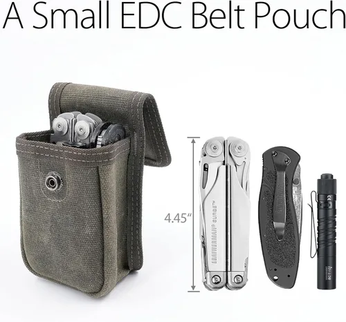 Vista 2 de diodrio EDC Belt Pouch for Men Women, Small Compact EDC Holster Pouch with Belt Loop for Hiking, Fishing, Camping, Snap Closure, Classic Waxed