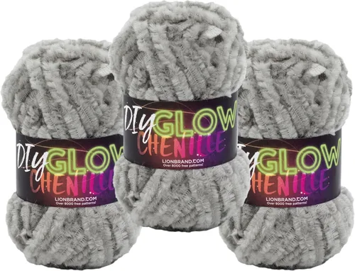Vista 12 de Lion Brand Yarn Chenilla Resplandeciente DIY, Hilo Grueso, Glow Worm, 1 Paquete