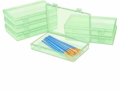 Vista 9 de LJY 100 contenedores rectangulares vacíos de plástico transparente con tapas con bisagras (2.2 x 1.6 x 0.8 pulgadas, transparente)