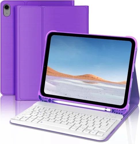 Vista 18 de KVAGO Funda para iPad (A16) de 11ª y 10ª generación con teclado, teclado desmontable inalámbrico retroiluminado de 7 colores, funda de teclado folio