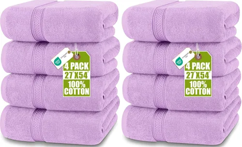 Vista 23 de Toallas de baño de algodón de lujo de 700 GSM (4 unidades, 27 x 54 pulgadas) por Utopia, Beige Premium Lightweight Ring Spun Cotton Towels