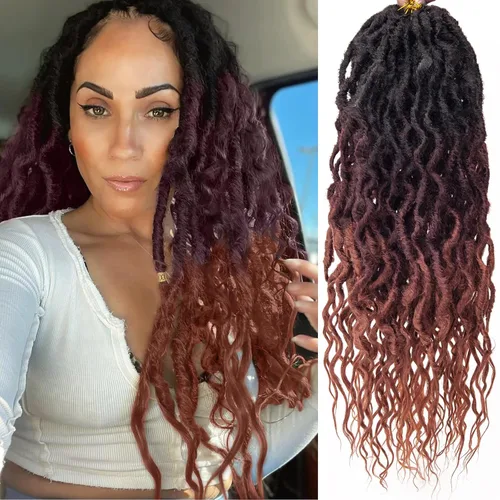 Vista 25 de Rastas de cabello sintético de ganchillo de 16 pulgadas, rastas suaves con extremos rizados, extensiones de rastas sintéticas bohemias de ganchillo