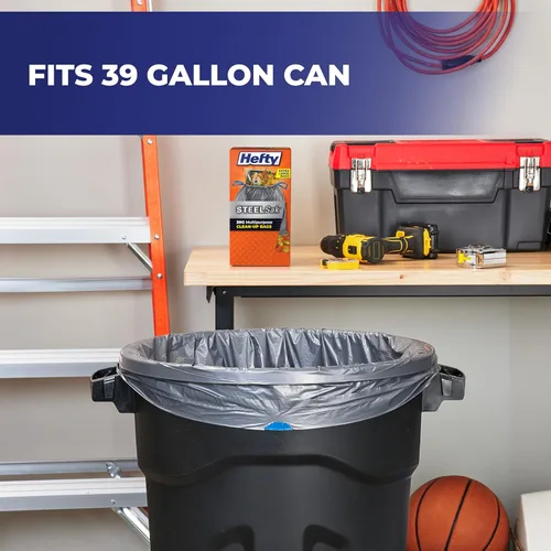 Vista 2 de Hefty Steelsak - Bolsas de basura grandes resistentes, color gris, sin perfume, 39 galones, 30