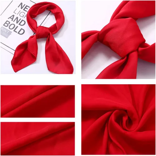 Vista 6 de AOLIGE Bufanda de satén con cuello cuadrado para mujer, 27 x 27 pulgadas