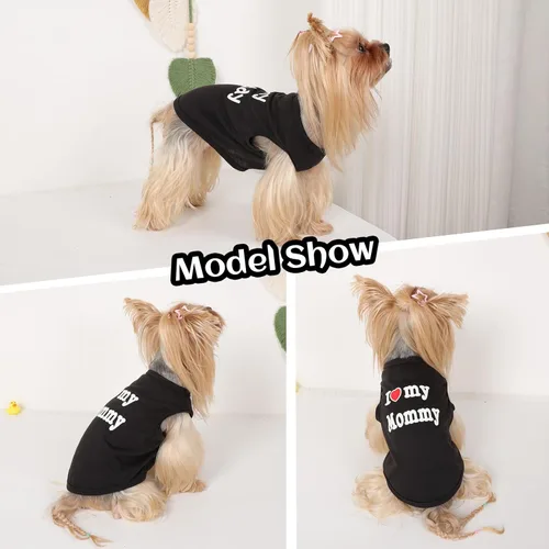 Vista 5 de Paquete de 2 camisetas sin mangas para perros pequeños, camiseta sin mangas para perros pequeños, camiseta sin mangas transpirable con texto