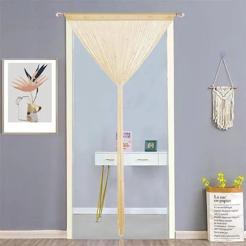 Vista 3 de HSYLYM - Cortinas con cuentas para puerta, cortinas de hilos ideales para decoración de sala de estar, colgante de pared, flecos, divisor