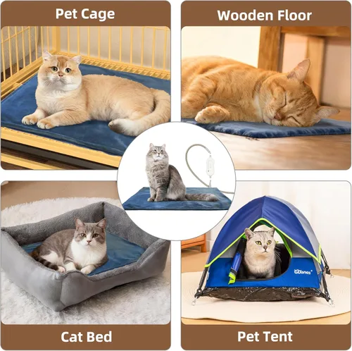 Vista 7 de GDanes Tapete térmico para cama de gato, almohadilla térmica ajustable de 3 temperaturas para uso en interiores, tela impermeable y resistente a