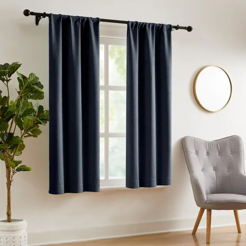 Vista 10 de WRENSONGE Cortinas opacas para dormitorio, cortinas opacas negras de 63 pulgadas de largo para sala de estar, ventanas, cocina, habitación, cortinas