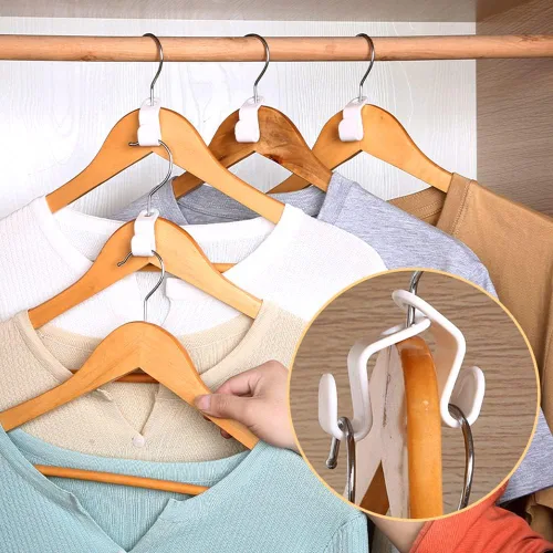 Vista 6 de 100 ganchos de conexión para colgar ropa, ganchos de plástico en cascada, ganchos extensores, ganchos de conexión, ahorro de espacio para armario