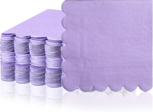 Vista 17 de Fuutreo 100 piezas de servilletas de cóctel con bordes ondulados de papel grueso, servilletas desechables para fiestas, servilletas de papel