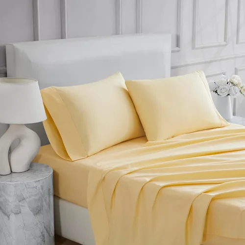 Vista 9 de Linen Closet Juego de sábanas tamaño individual – 100% algodón natural percal, juego de sábanas de cama individual de 3 piezas refrescante