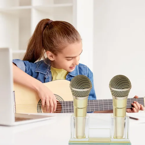 Vista 7 de Acrylic Desktop Microphone Stand Mic Base Stable Mic Holder Organizer for Tabletop Use in Ktv Karaoke Studio