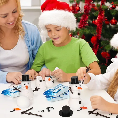 Vista 5 de 4 Pack de Manualidades Navideñas, Manualidad de Muñeco de Nieve de Arcilla de Secado al Aire, ¿Quieres Construir un Muñeco de Nieve? Rellenos