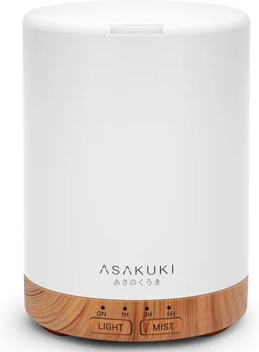 ASAKUKI Difusor de Aceite Esencial de 300 ml, Humidificador Premium 5 en 1 Silencioso, Difusor de Aroma para el Hogar con 7 Luces LED Cambiantes de