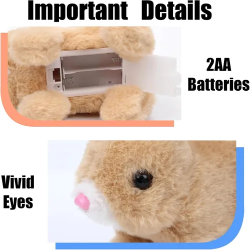 Vista 4 de Conejito de peluche de peluche, juguete electrónico interactivo para mascotas, conejito de Pascua realista de peluche con sonidos y movimientos