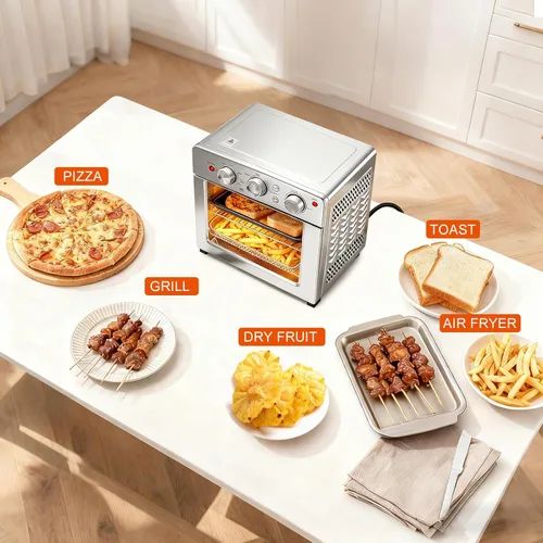 Vista 5 de OLIXIS Combo de horno tostador y freidora de aire, encimera de horno de 16.9 cuartos de galón, 5 funciones en 1, 4 accesorios incluidos, inoxidable