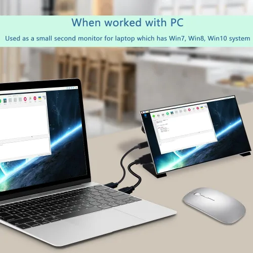 Vista 8 de GeeekPi Pantalla de 7 pulgadas para Raspberry Pi, pantalla LCD IPS de 1024 x 600, monitor portátil HDMI para Pi 5/4B/3B+/3B, Win11/10/8/7