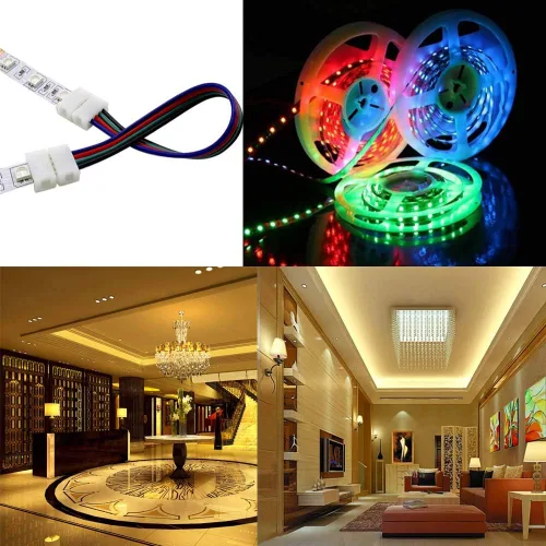 Vista 4 de FULARR - Conector de tira de luz LED de 4 pines, 12 piezas, conector de tira a presión no impermeable, tira de 0.394 in de ancho a tira de cable sin