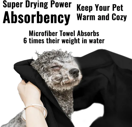 Vista 4 de Puomue Paquete de 3 Toallas de Microfibra para Perros para Secar Perros, Toalla de Aseo para Mascotas Súper Absorbente y Suave, 101.6 cm X 60 cm