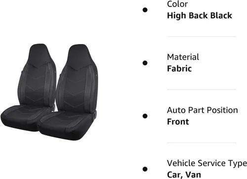 Vista 10 de Pic Auto Fundas de asiento de automóvil de respaldo alto,cuero sintético, compatible con bolsa de aire, ajuste universal, Negro