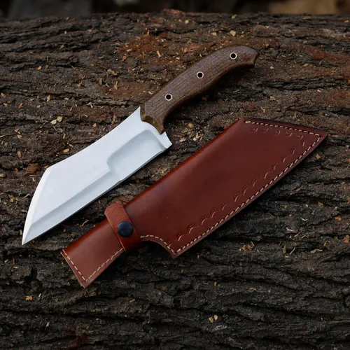 Vista 14 de Cuchillo Bowie con funda, cuchillo de caza de hoja fija para camping, senderismo, bushcraft, equipo al aire libre, cuchillo de supervivencia
