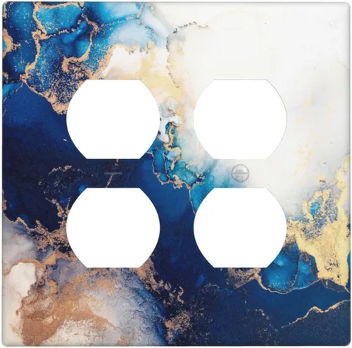 Vista 19 de Cubierta de placa de pared dispositivo duplex de 1 banda de mármol abstracto en arte interruptor de luz de salida eléctrica de cara fluida azul