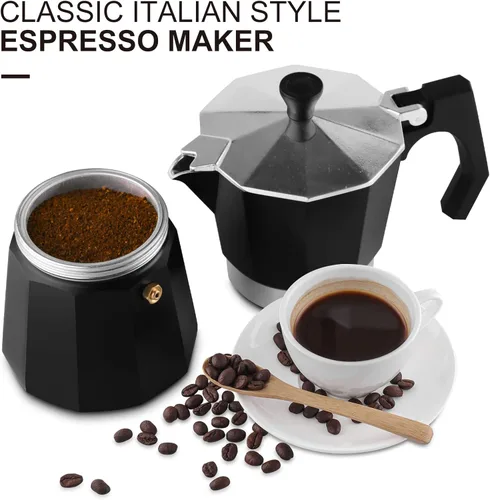 Vista 4 de wedrink Cafetera de Espresso de 3 Tazas para Estufa, Olla de Moka de Aluminio Percolador (150ml)