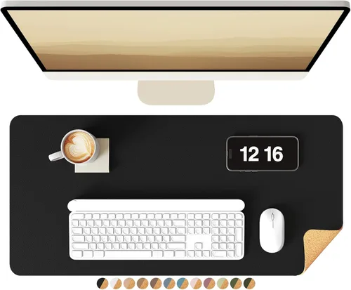 Vista 20 de YSAGi - Almohadilla de escritorio de doble cara, de cuero, protector de almohadilla de corcho ecológico, grande, impermeable, para oficina/hogar