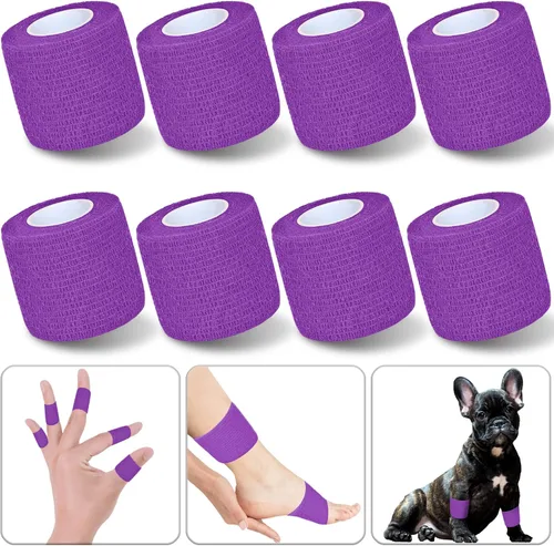 Vista 8 de Paquete de 8 cintas adhesivas autoadhesivas de 1 x 5 yardas para atletismo, muñeca, tobillo, rodillas, mascotas (negro)
