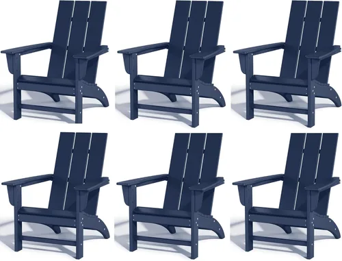 Vista 7 de Silla Adirondack de Madera Sintética Adiromoti, Sillas de Patio Resistente a Todo Clima, Aspecto de Madera, Silla Pre-Ensamblada para Fuego al Aire