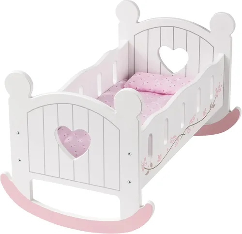 Vista 2 de ROBUD Cuna de madera para muñecas, juguetes de cama de muñeca, se adapta a accesorios de muñeca de hasta 18 pulgadas