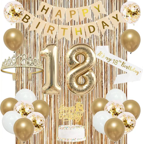 Vista 27 de Trgowaul Decoraciones de 9º cumpleaños para niñas, pancarta, banda y corona, decoración de pastel, globo de número 9, cortinas de flecos