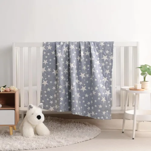 Vista 4 de NTBAY Manta de muselina de algodón de 3 capas de gran tamaño, 45 x 60 pulgadas, manta reversible de jacquard para guardería, súper suave y térmica