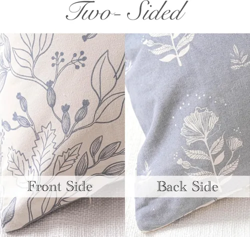 Vista 3 de SageSelvas Fundas de almohada decorativas florales de 18 x 18 pulgadas, juego de 2, fundas de almohada de estilo rústico costero azul para sofá