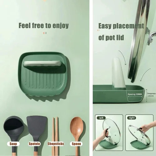 Vista 4 de Soporte para cuchara de cocina, soporte para utensilios de cocina, cucharón de cocina/espátula/cuchara, estufa de cuchara, resistente al calor, sin