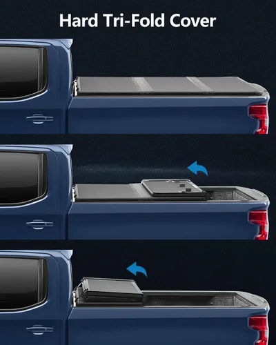 Vista 4 de Cubierta rígida de tres pliegues para cama de camión, compatible con Chevrolet Colorado 2015 16 17 19 20 2021, para GMC Canyon 2015-2019 Fleetside