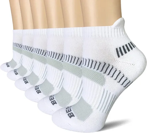 BERING Calcetines deportivos para correr al tobillo para mujer (6 pares)