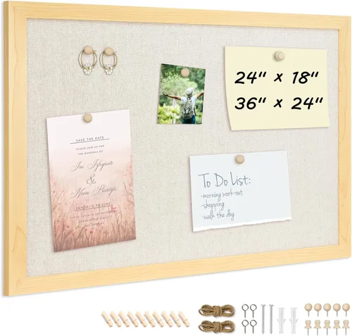 Vista 17 de DOLLAR BOSS - Tablero de corcho negro con lino de doble cara de 16 x 12 pulgadas, para paredes, marco de madera, para colgar, tablero de corcho