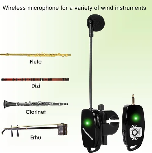 Vista 5 de Micrófono de Flauta Inalámbrico para Sistema de Instrumentos: Micrófono Profesional Inalámbrico 2.4G para Instrumentos Musicales de Viento