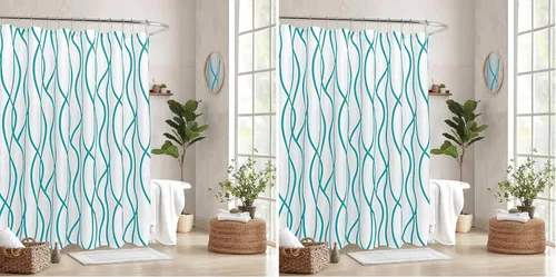 Vista 24 de Biscaynebay - Cortinas de tela texturizada a cuadros para baño