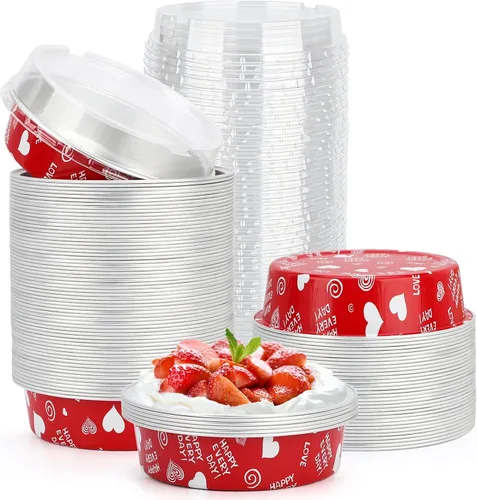 Vista 67 de Beasea Molde de papel de aluminio para tartas de 4 pulgadas, redondo, para horno, mini molde para tartas, 20 unidades de 8 onzas, moldes de aluminio