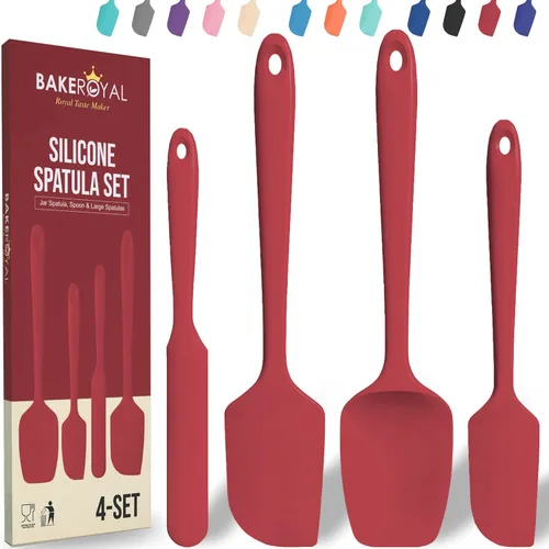 Vista 11 de BakeRoyal Juego de espátulas de silicona – 4 espátulas de goma de silicona resistente al calor 600°F para tareas diarias – Espátulas de cocina