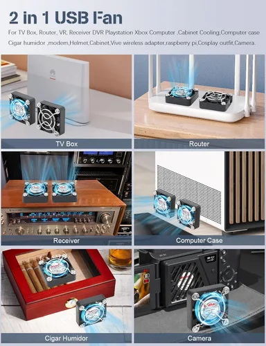 Vista 2 de 2Pack Wathai 40mm x 10mm Ventilador USB Mini con Control de Velocidad 5V, Pequeños Ventiladores USB para Computadora para Casco de Soldadura