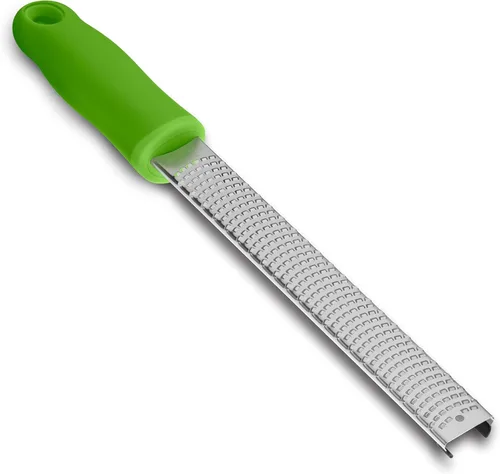 Vista 2 de Limón Zester, rallador de queso de cocina de acero inoxidable, cubierta de plástico, mango verde suave ergonómico