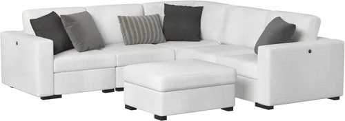 Vista 27 de Sofás seccionales para sala de estar, sofá modular en forma de L con otomana, juego de muebles de sofá beige en forma de U, 6 piezas, modernos sofás