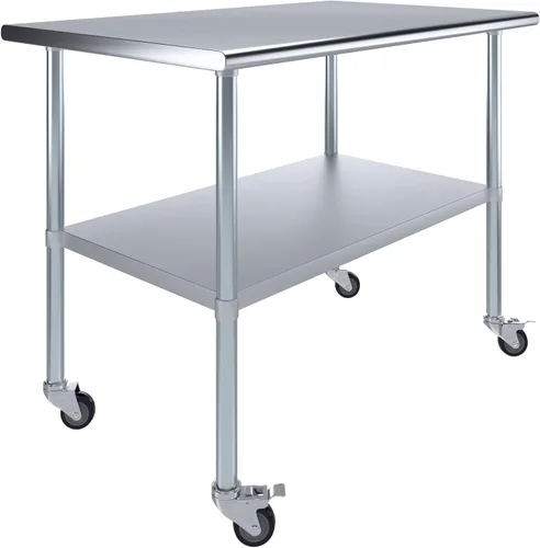 Vista 13 de Mesa de trabajo de acero inoxidable, mesa de metal