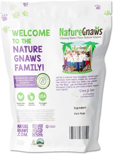 Vista 2 de Nature Gnaws Palitos de cerdo para perros, huesos dentales naturales de primera calidad, golosinas masticables de larga duración para perros