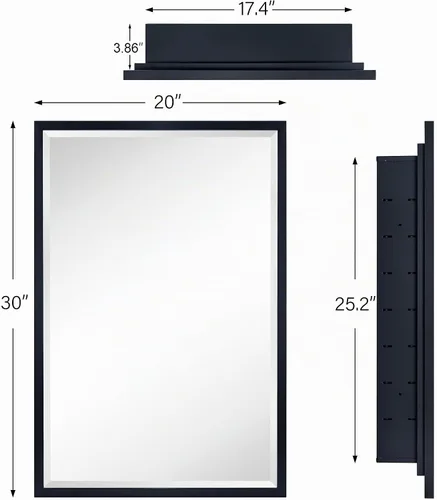Vista 9 de TEHOME Botiquín de Medicina de Baño Empotrado con Marco de Metal Dorado con Espejo Biselado Rectangular Inclinable Espejos de Tocador para Pared 16