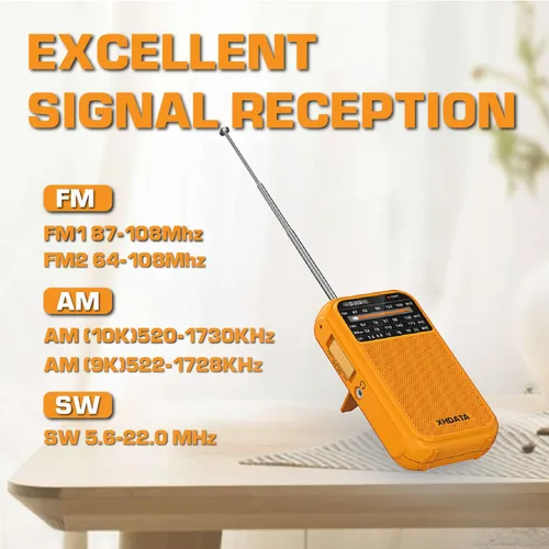 Vista 3 de XHDATA D220 Radio Portátil AM FM SW Receptor de Onda Corta Radios de Bolsillo, Radio de Transistor Operada con Pilas 2AA con Excelente Recepción