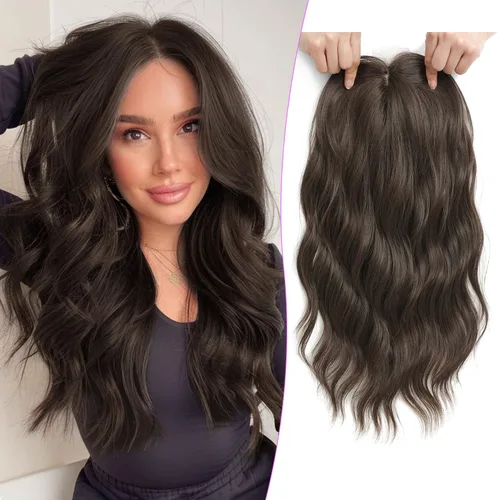 Vista 13 de PANEWAY Toppers de pelo de 7 x 7 pulgadas para mujeres con cabello fino, pelucas de 20 pulgadas para mujer, 1B